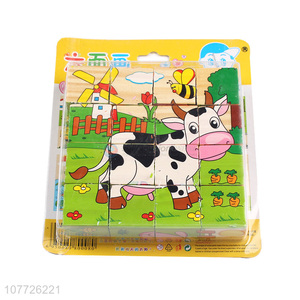 Factory direct sales cartoon three-dimensional educational toy wooden six-sided figure puzzle