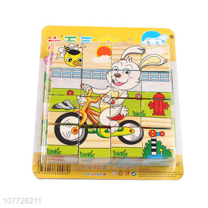 Infant educational toys cartoon wooden puzzle six-sided painting 3d three-dimensional toy