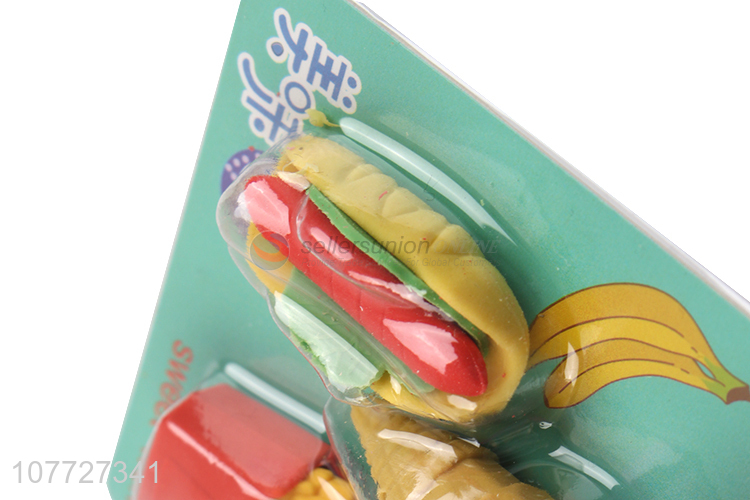 Latest design 3d food shape rubber erasers pencil erasers for children