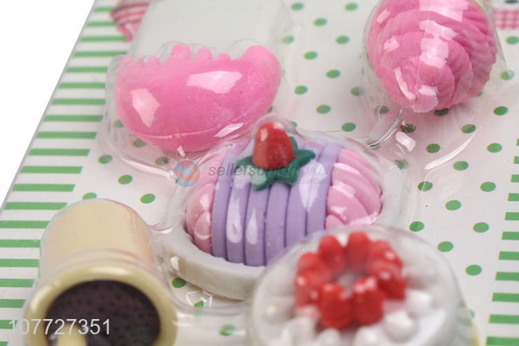 Recent products 3d dessert shape rubber erasers pencil erasers stationery