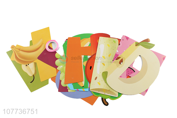 Creative fruit series happy birthday banner bunting flags for children