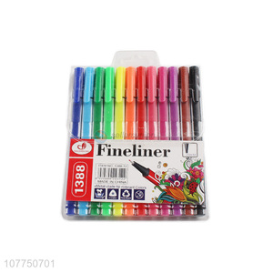 Best selling 12 colors fine liner pen plastic drawing pen