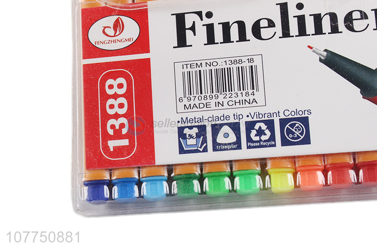 Hot sale 18 colors fine liner pen plastic drawing pen