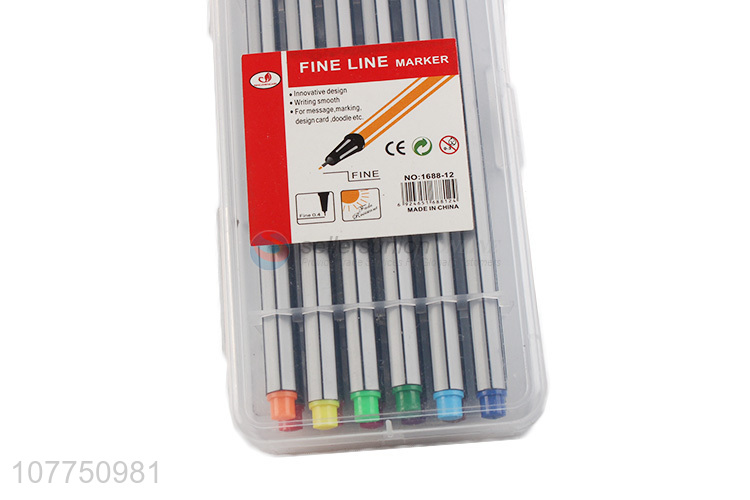 Best selling 12 colors fine liner pen waterproof marker