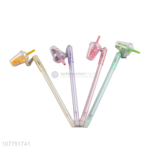 Latest products straw cup pendant plastic gel ink pen student stationery