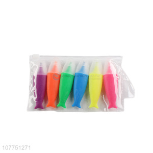 Good sale 6 colors fish shape highlighter pen for school office