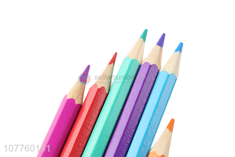 Eco-friendly professional natural wooden coloured pencil 