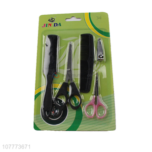 Hot selling 5 pieces hair cutting manicure set hair scissors nail clipper set