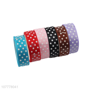 Wholesale personalized 14mm polka dot grosgrain ribbon popular gift ribbon