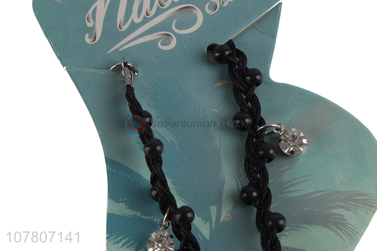 Hot selling handmade anklet with beaded chain for ladies