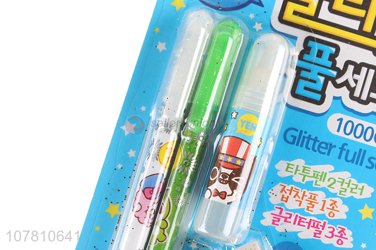 Wholesale stationery set glue sequin highlighters for hand account