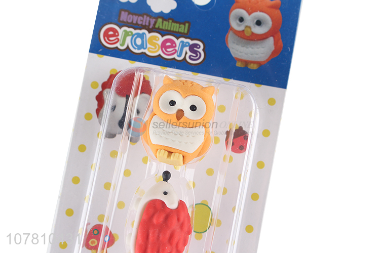 China factory kawaii animal erasers 3d shaped erasers for kids