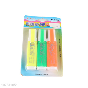 Hot products 3 pieces plastic highlighters with flip cover