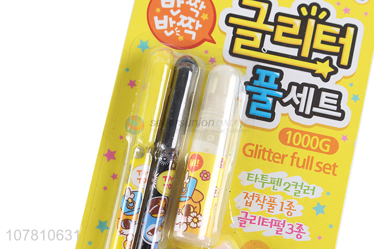 China manufacturer stationery set liquid glue glitter pen set