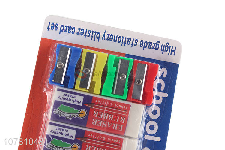 China manufacturer stationery set eraser and pencil sharpener set