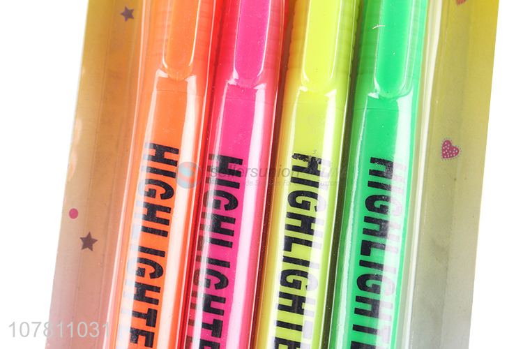 China factory 4 pieces custom logo bright color highlighters