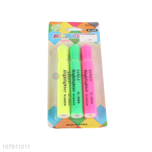 Good quality 3 pieces student highlighters fluorescent pens