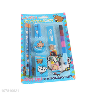 Factory direct sale stationery set pencils ruler eraser crayons