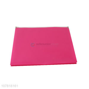 Factory direct rose red office folder with plastic zipper