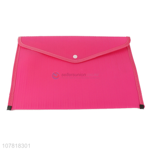 High quality rose red snap button plastic document case