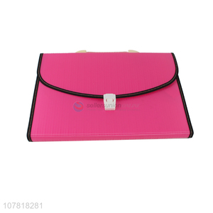 Simple rose red multi-layer document bag student handbag
