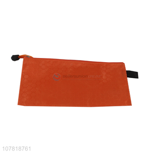 Hot sale orange PP portable zipper stationery bag