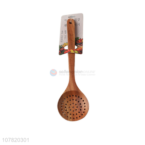 China factory kitchen tools wooden slotted soup spoon slotted ladle