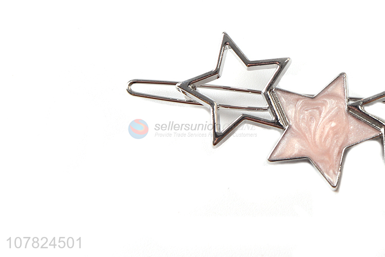 Wholesale ladies one-word clip hollow five-pointed star hairpin