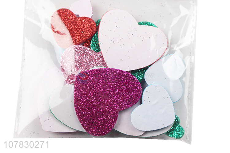 Popular Heart Shape Kids DIY Glitter Decorative EVA Stickers