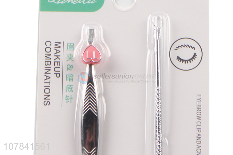 Wholesale stainless steel sterile acne needle eyebrow clip set