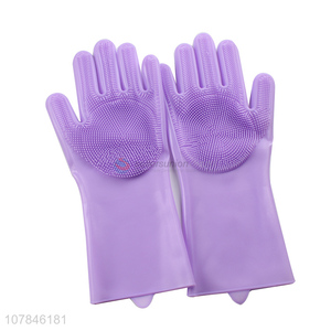 High quality purple silicone universal dishwashing gloves