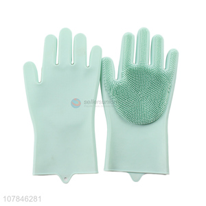 High quality green universal silicone gloves dishwashing gloves