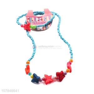 Wholesale Kids Popular Butterfly Charms Necklace Bracelet Set