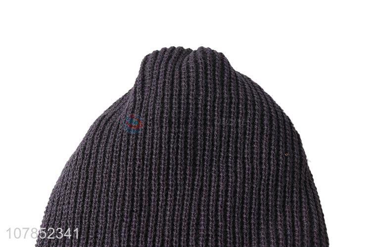 China products adults winter caps fleece lined knitting beanie