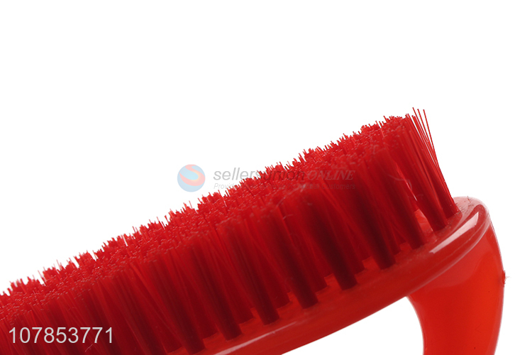 Factory wholesale red plastic laundry brush with handle