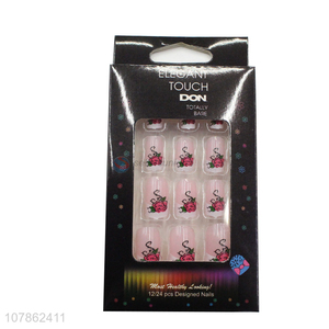 New Design Flower Pattern Fake Nail Tips Artificial Nails