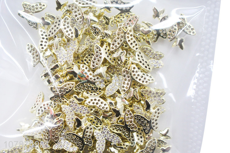 New Arrival Golden Three-dimensional Butterfly Nail Sticker Rhinestone