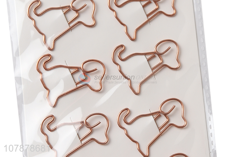 Promotioanl office supplies dog shape paper clips metal wire bookmarks