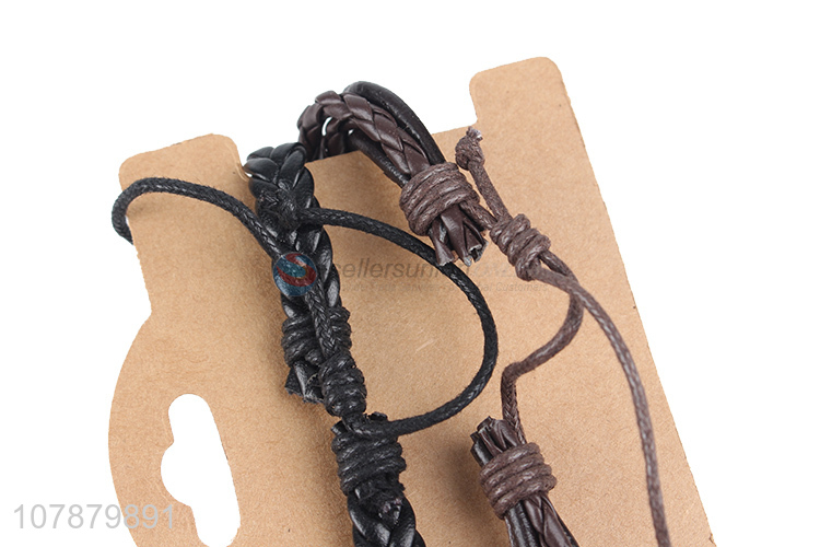 Most popular waterproof cowhide leather couple bracelet jewelry