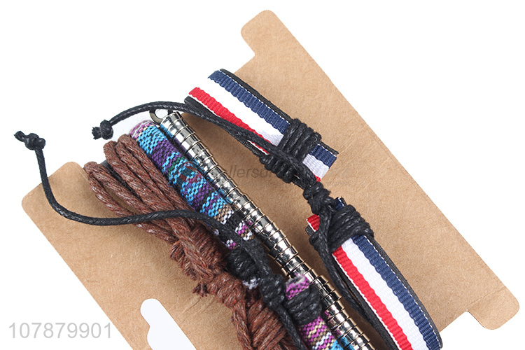 Cheap price fashion decorative hand-woven cowhide leather bracelet