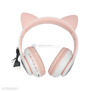 China factory cat ear light colorful wireless headphone
