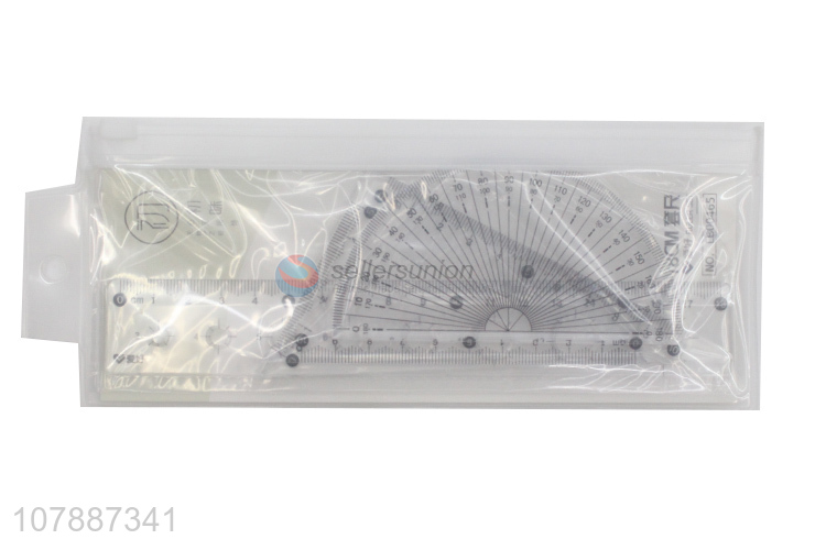 High quality cheap price plastic clear ruler set for stationery