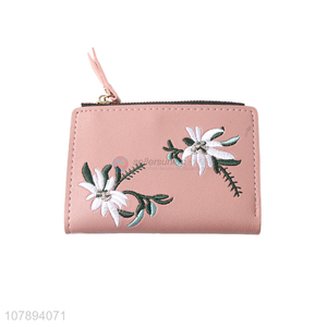 Best selling pink women purse wallet with flower pattern