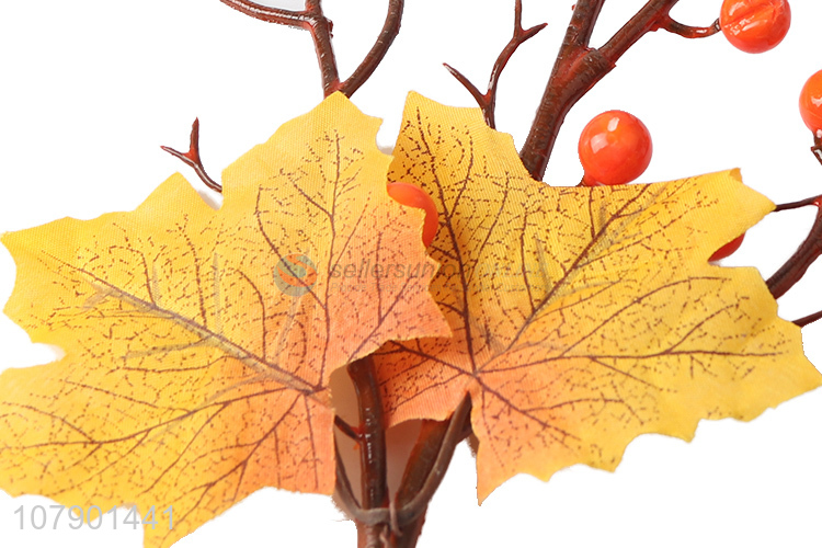 High quality artificial fall leaves with berry for decoration
