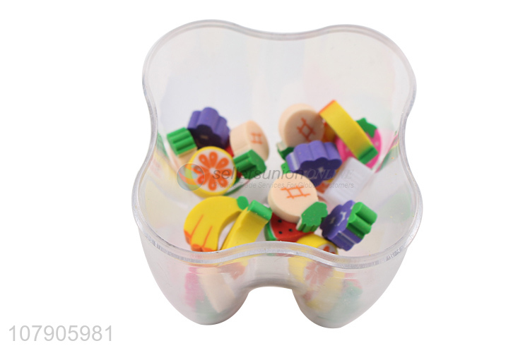 Newest Fruit Shape Mini Eraser Set With Tooth Shape Box