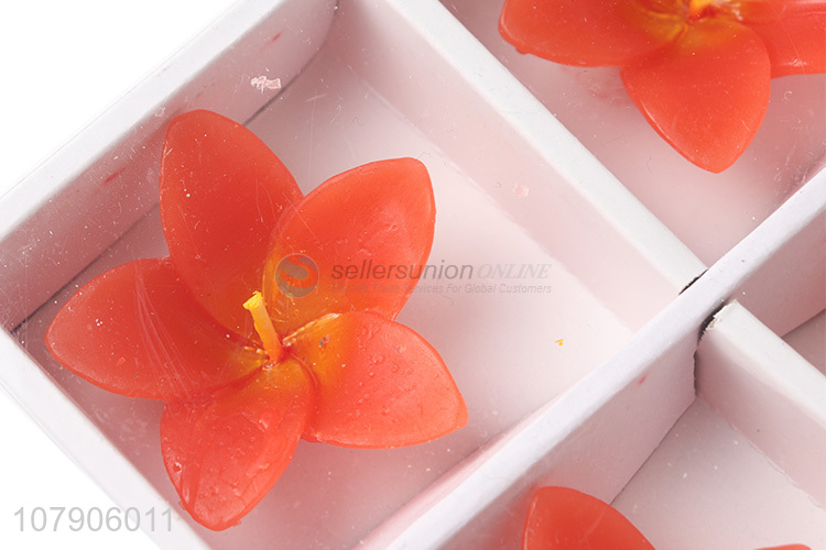 Factory direct sale orange five petal flower candle set