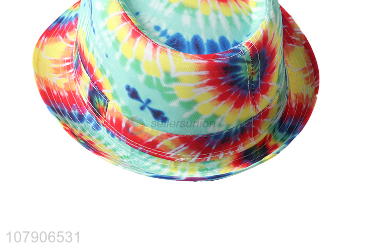 Online wholesale colorful tie-dye fedora panama hat jazz hat sun hat