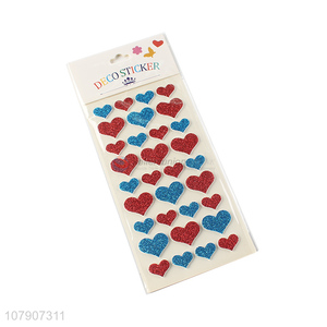 Factory direct sale multi-color heart-shaped glitter stickers