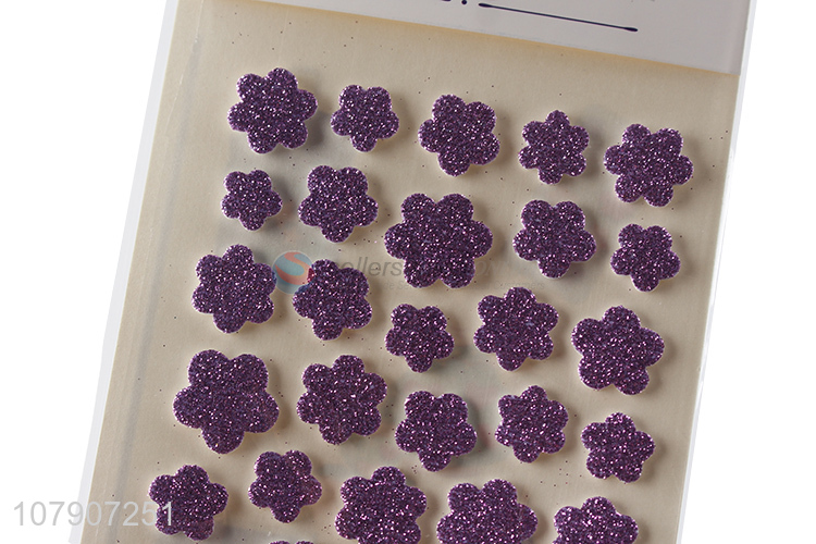 High quality purple flower glitter sticker for children