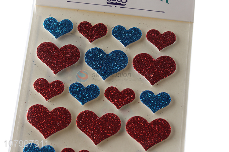 Factory direct sale multi-color heart-shaped glitter stickers